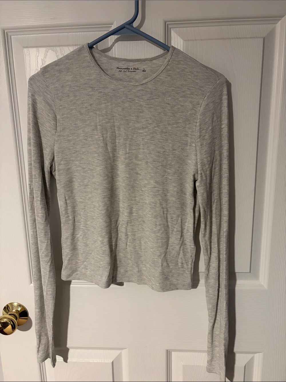 A&F Soft Essentials Heather Gray Long Sleeve Crew Tee